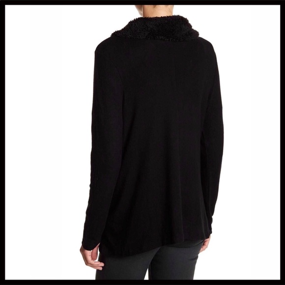 BLACK LONG DRAPED SHAWL OVERSIZED CARDIGAN A3C - Picture 4 of 8